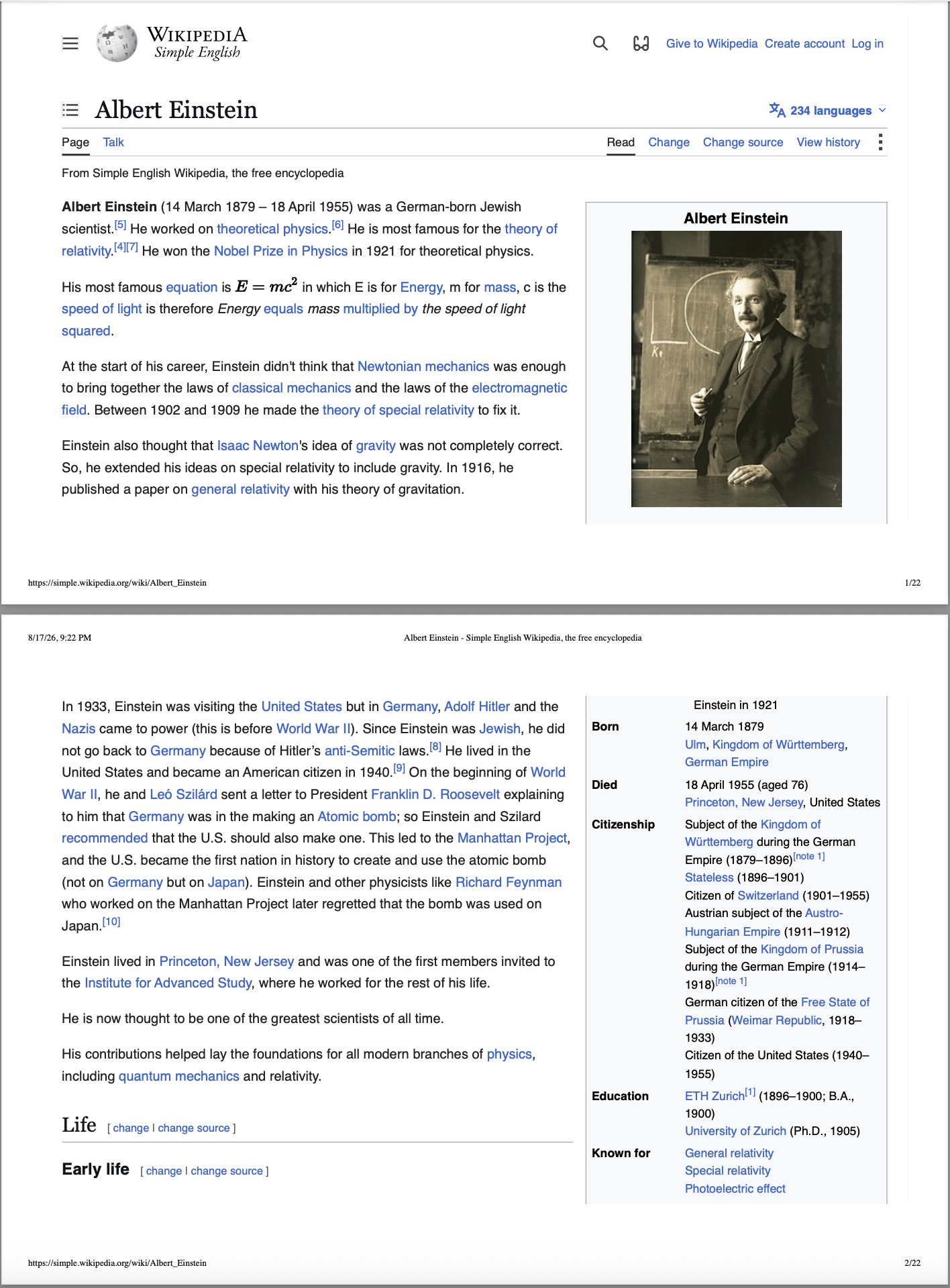 A4 landscape Albert Einstein PDF with narrow margins